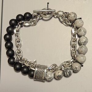 Stainless Steel, Water Proof Double Layered natural stone bracelet.